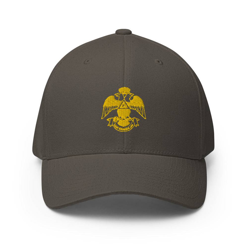 33rd Degree Scottish Rite Baseball Cap - Wings Down Golden Embroidery - Bricks Masons