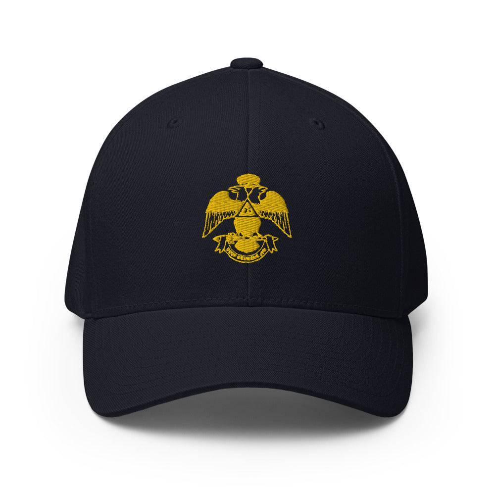 33rd Degree Scottish Rite Baseball Cap - Wings Down Golden Embroidery - Bricks Masons