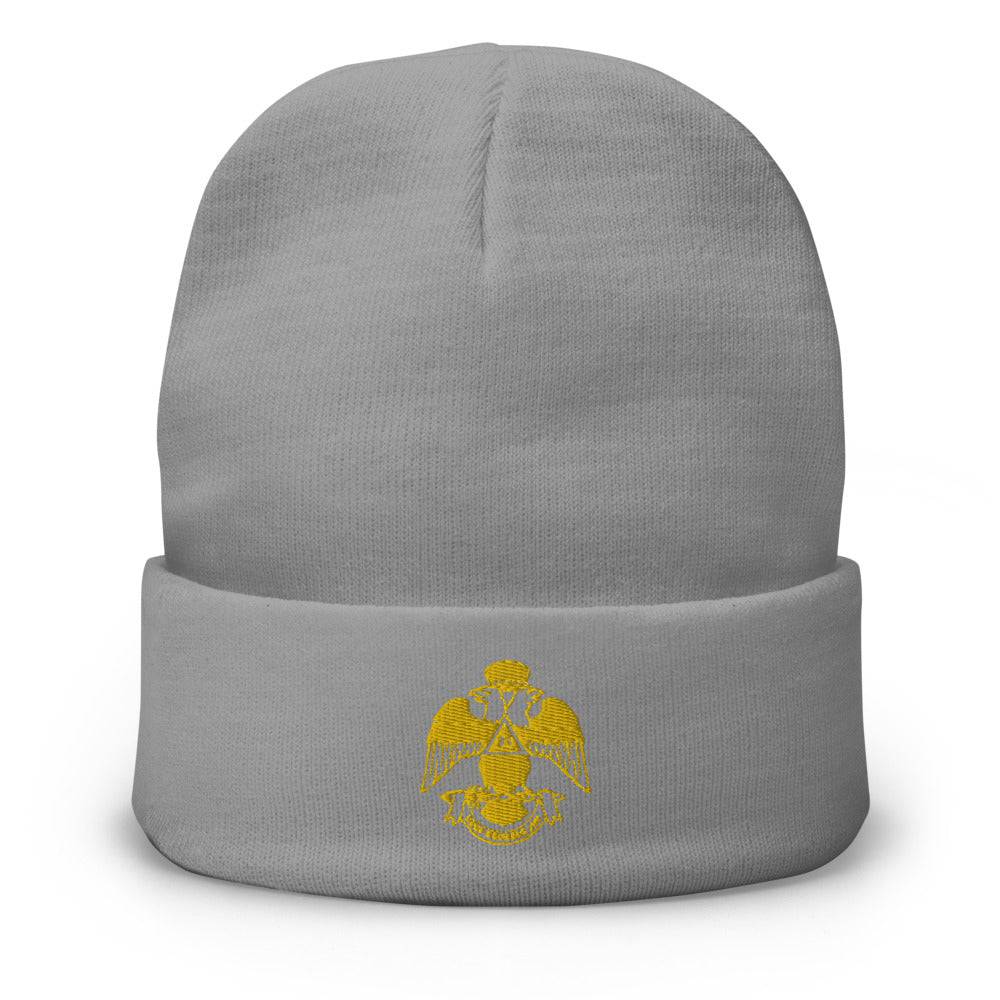 33rd Degree Scottish Rite Beanie - Wings Down Golden Embroidery - Bricks Masons