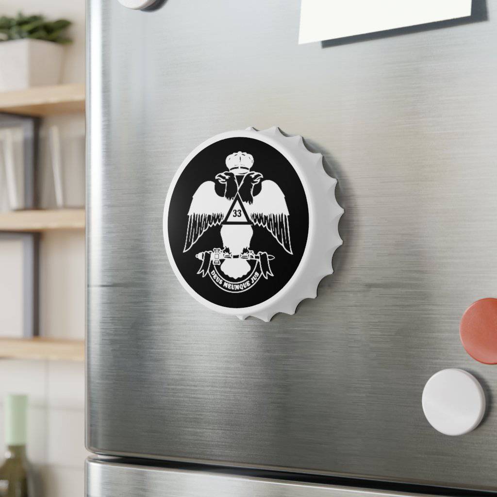 33rd Degree Scottish Rite Bottle Opener - Wings Down Black & White - Bricks Masons