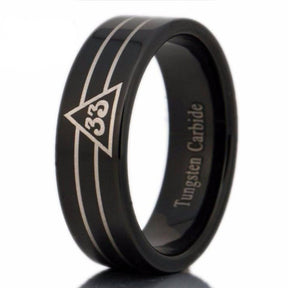 33rd Degree Scottish Rite Ring - Black Tungsten Personalizable