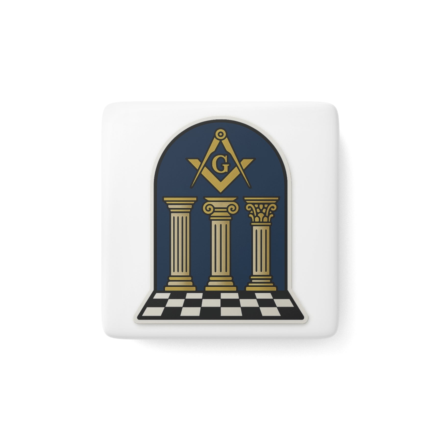 Master Mason Blue Lodge Magnet - Porcelain With Magnet - Bricks Masons