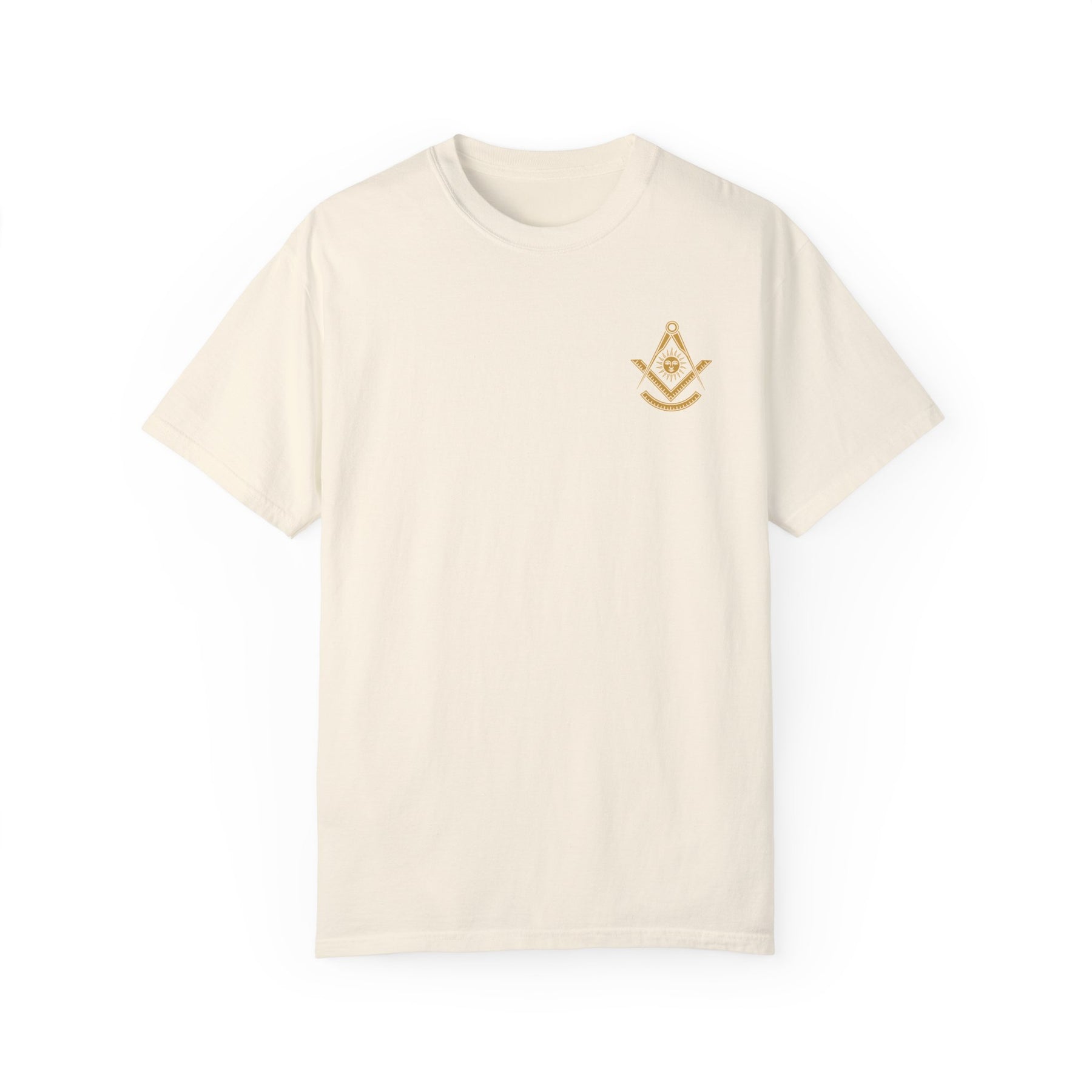 Past Master Blue Lodge T-Shirt - Garment-Dyed Square & Compass, Quadrant - Bricks Masons
