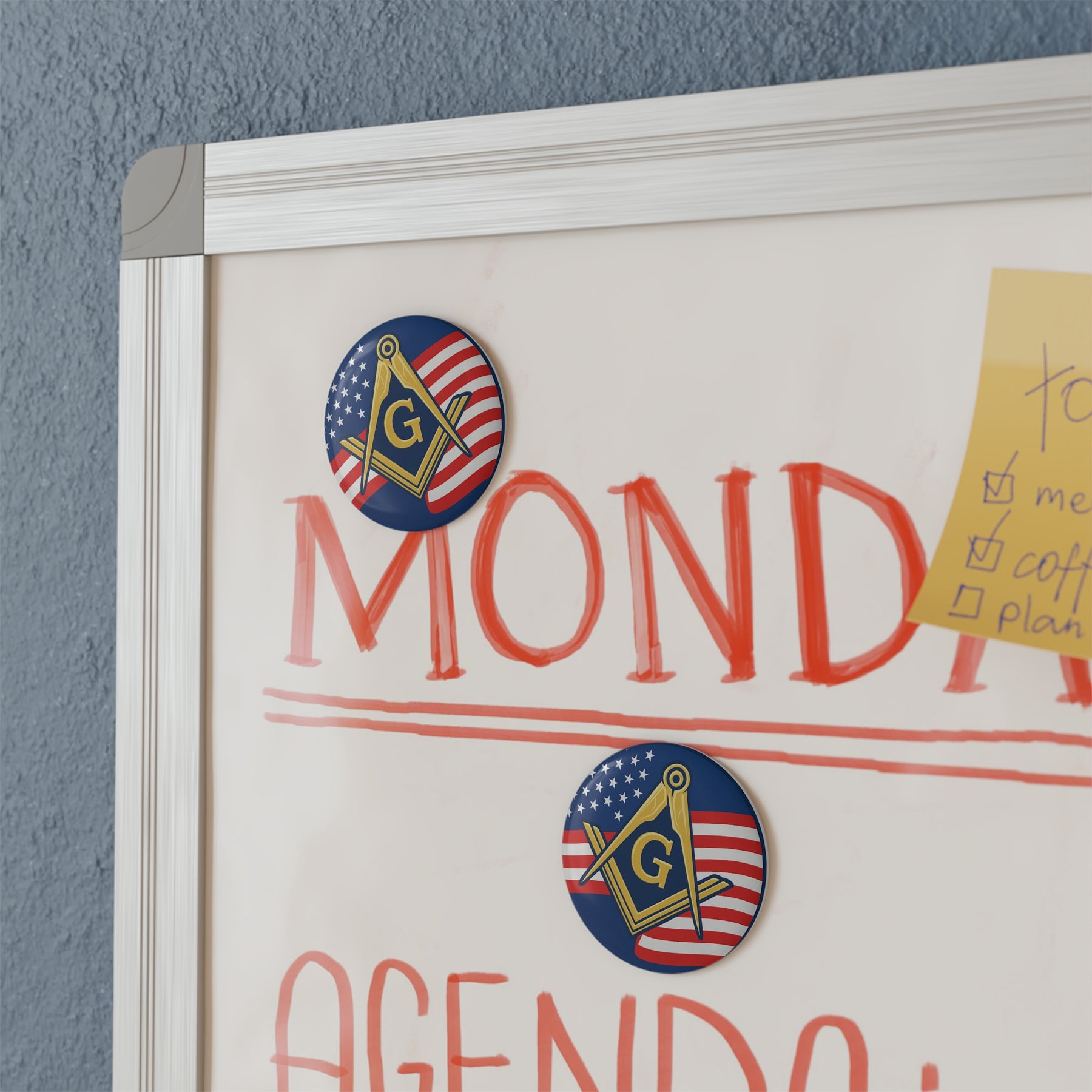 Master Mason Blue Lodge Magnet - Decorative Refrigerator - Bricks Masons