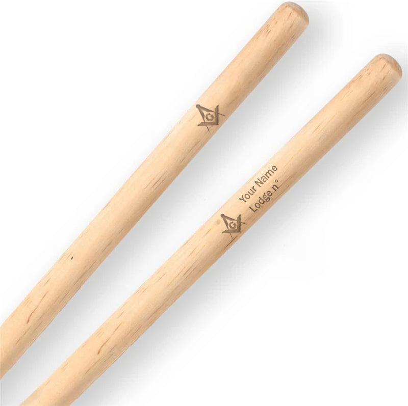 Master Mason Blue Lodge - Drumsticks 1 Pair Personalized Custom Size 5A Laser Engraved - Bricks Masons