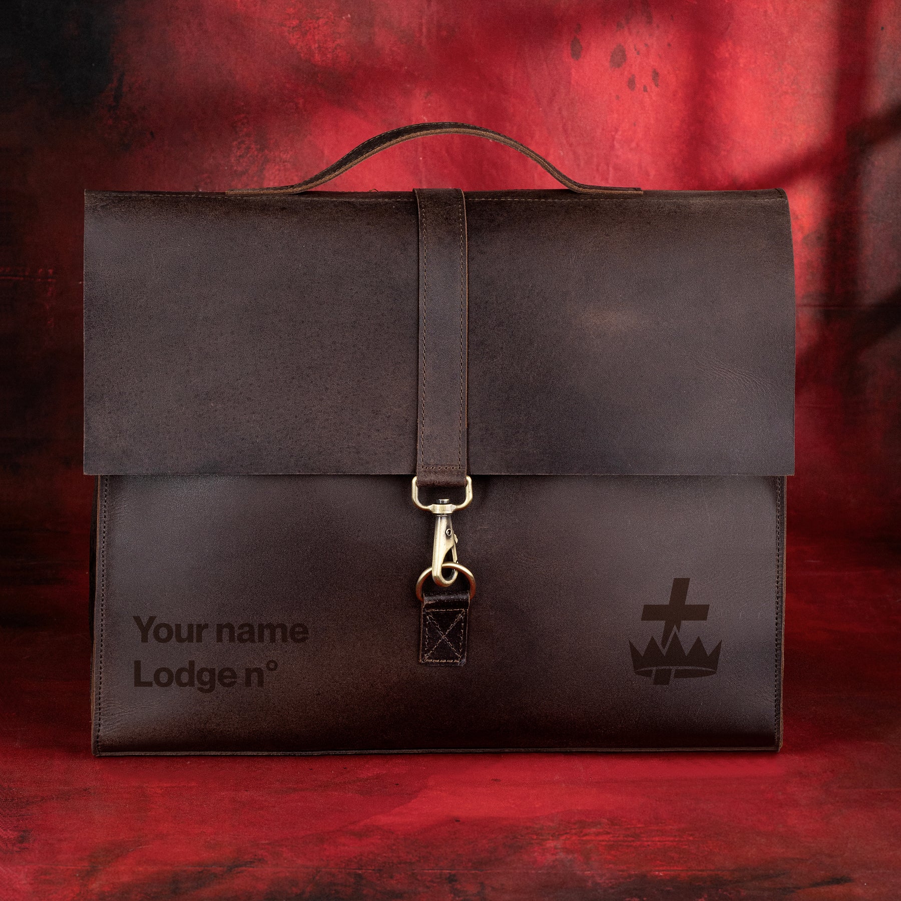 Knights Templar Commandery Briefcase - Genuine Cow Leather Convertible Bag - Bricks Masons