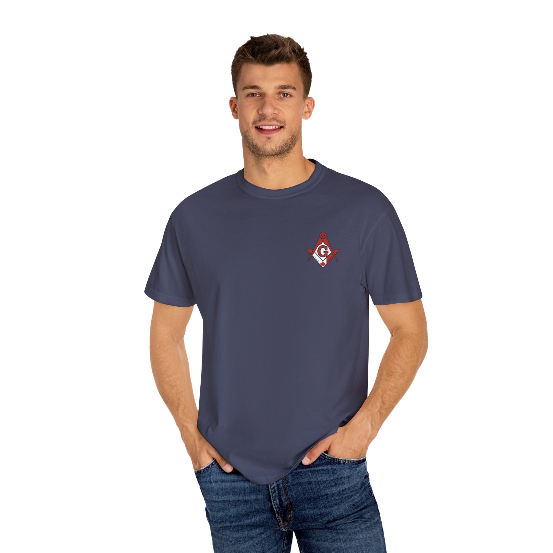 Master Mason Blue Lodge Canada Jurisdiction T-Shirt - Garment-Dyed Tee Various Colors - Bricks Masons