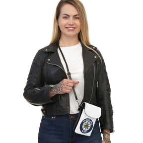 Master Mason Blue Lodge Cell Phone Wallet - Traveling Man Microfiber Leather - Bricks Masons