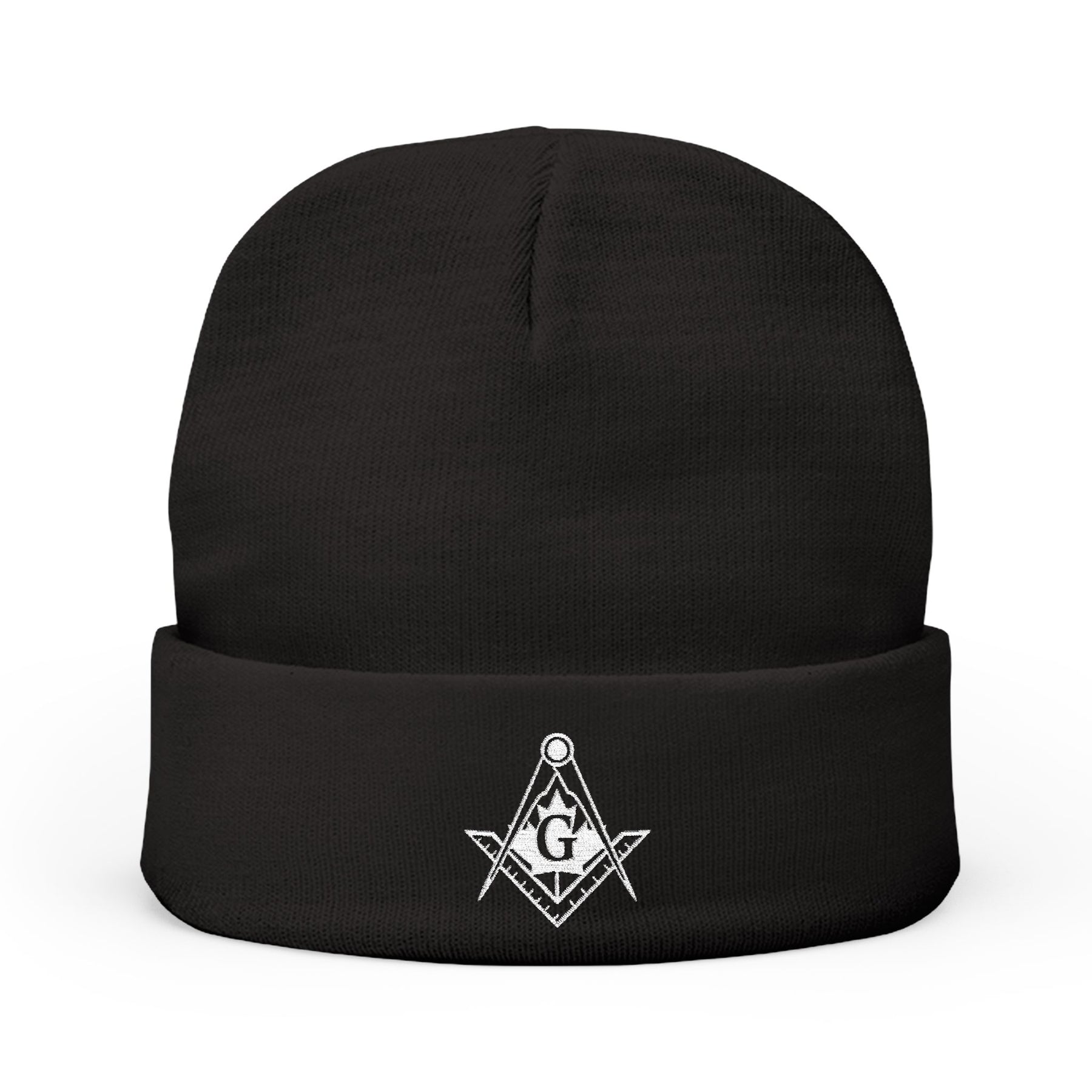Master Mason Blue Lodge Canada Jurisdiction Beanie - Knit Embroidery Maple Leaf With S&C - Bricks Masons