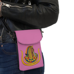DOI Cell Phone Wallet - Pink Microfiber Leather With Adjustable Strap - Bricks Masons
