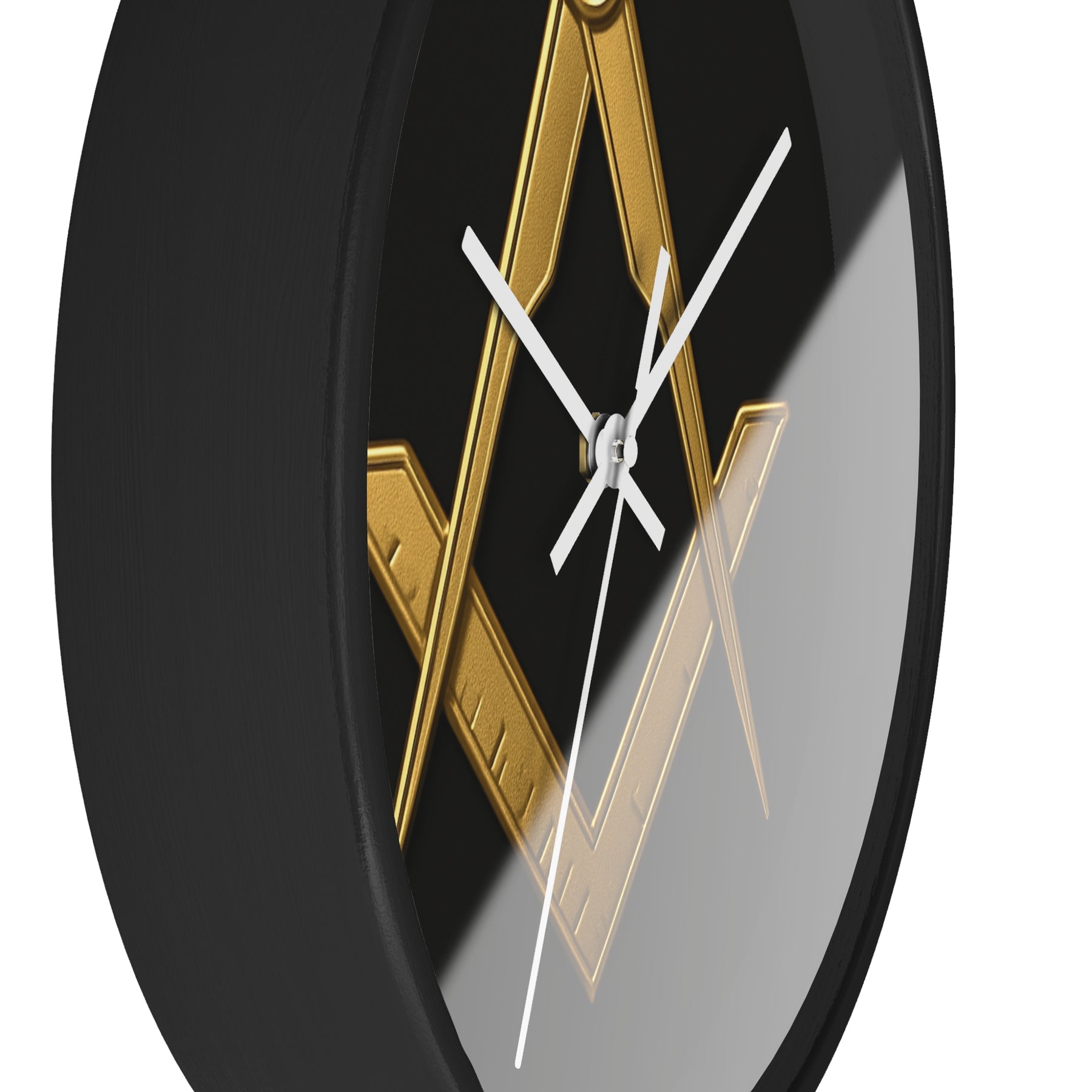 Master Mason Blue Lodge Clock - Classic Square & Compass on Wood Frame - Bricks Masons