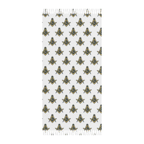 Master Mason Blue Lodge Towel - Square & Compass With Knotted Tassels - Bricks Masons