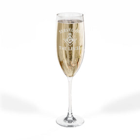 Master Mason Blue Lodge Champagne Flute - Served On The Level Square & Compass G - Bricks Masons