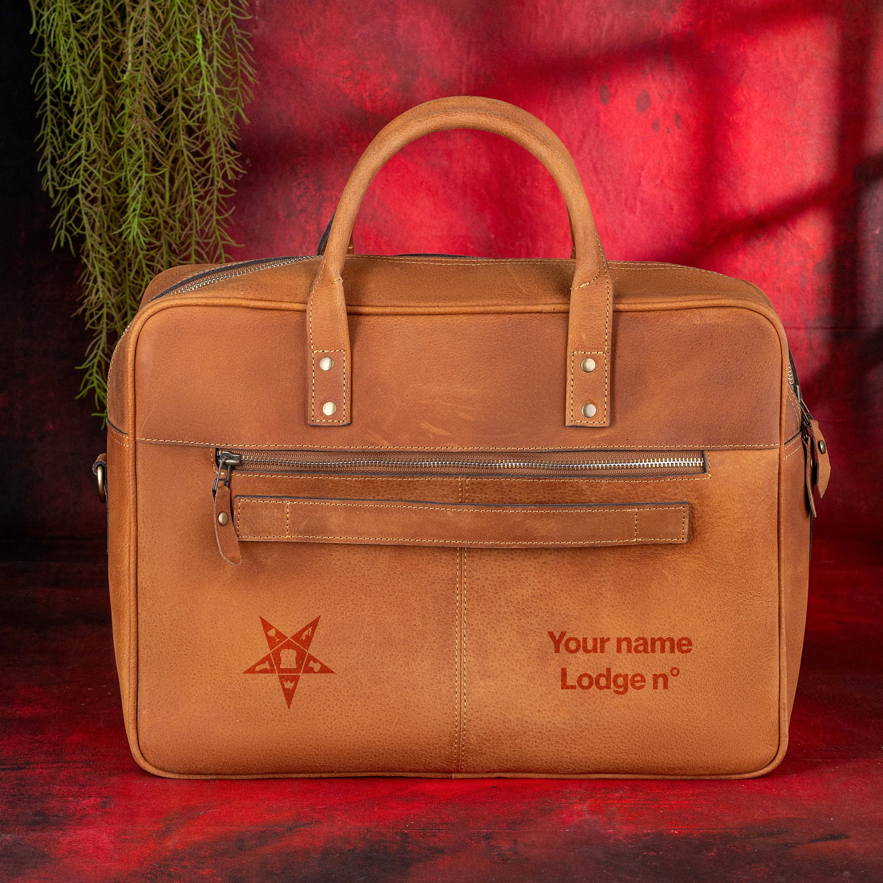 OES Briefcase - Brown Leather - Bricks Masons