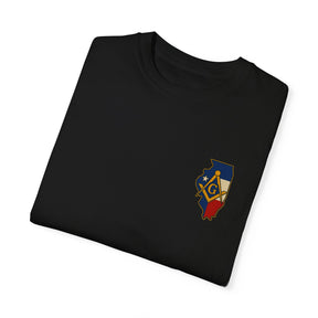 Master Mason Blue Lodge T-Shirt - Garment-Dyed Illinois Mason - Bricks Masons