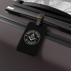 Master Mason Blue Lodge Luggage Tag - Mason in Transit Black Leather Strap - Bricks Masons