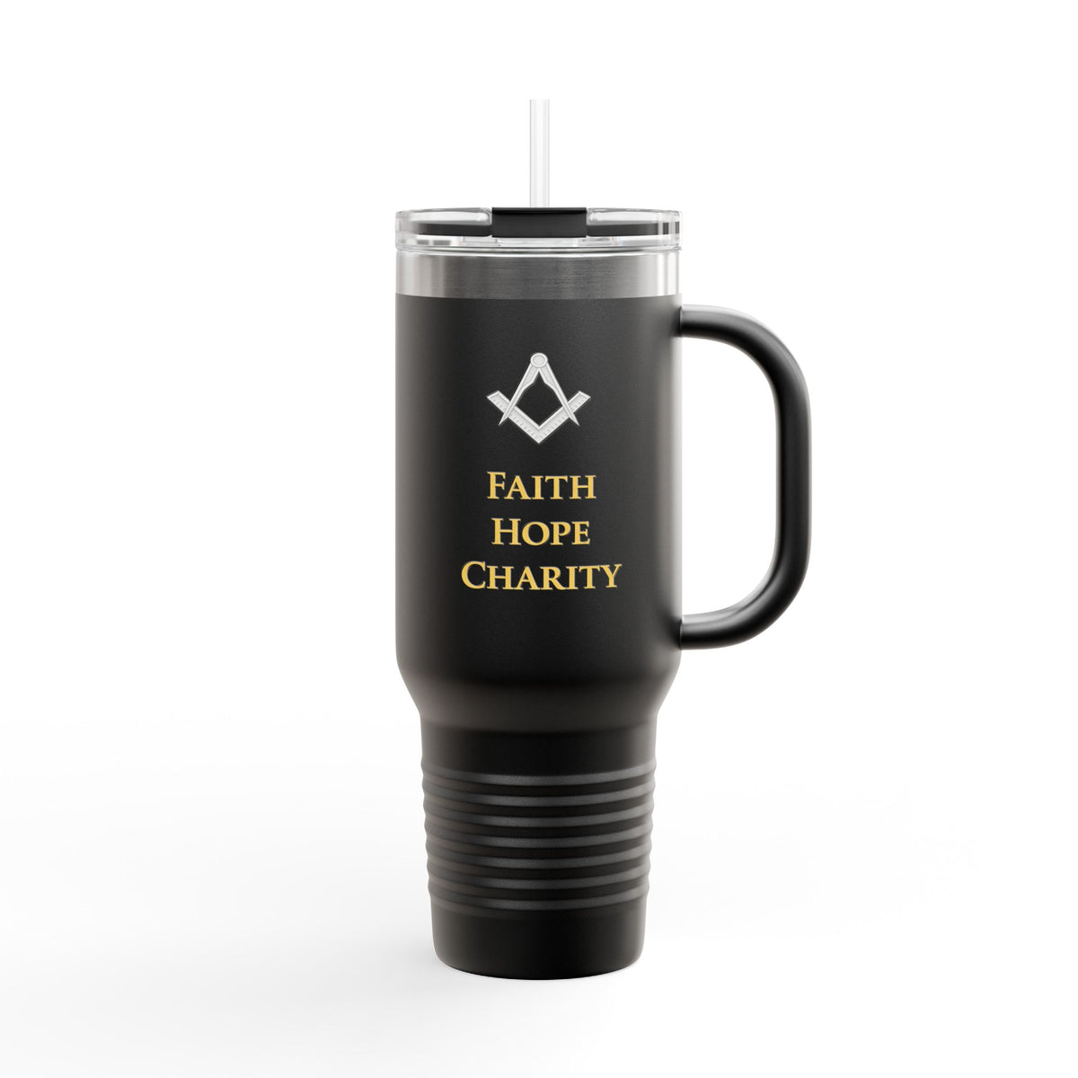 Master Mason Blue Lodge Ringneck Tumbler - Faith Hope & Charity with Square & Compass