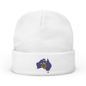 Master Mason Blue Lodge Australia Jurisdiction Beanie - Knit Embroidery Mason S&C - Bricks Masons