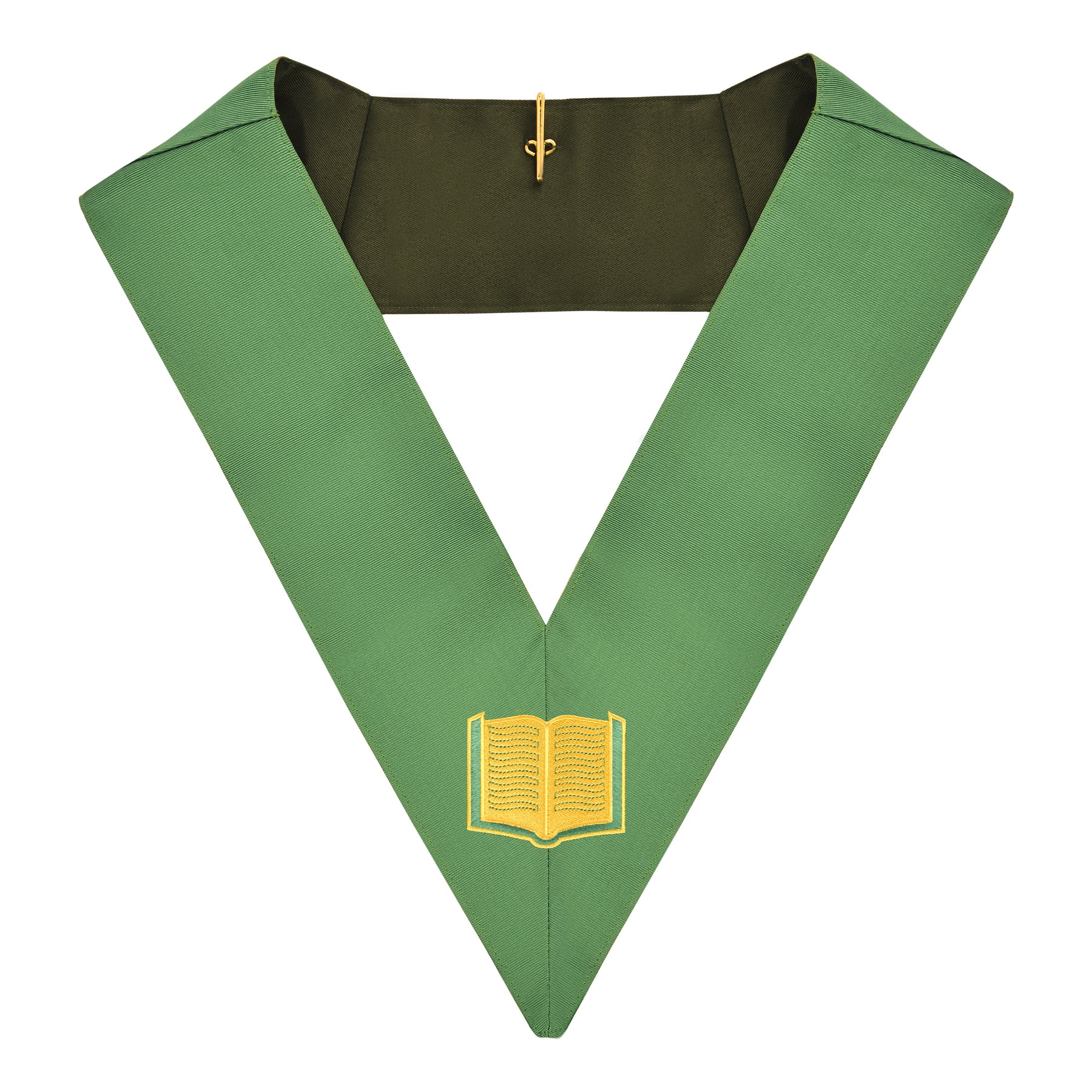 Orator Cerneau Rite Officer Collar - Green Ribbon Machine Embroidery