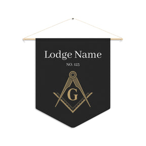 Master Mason Blue Lodge Pennant - Gold Square & Compass G with Customization - Bricks Masons