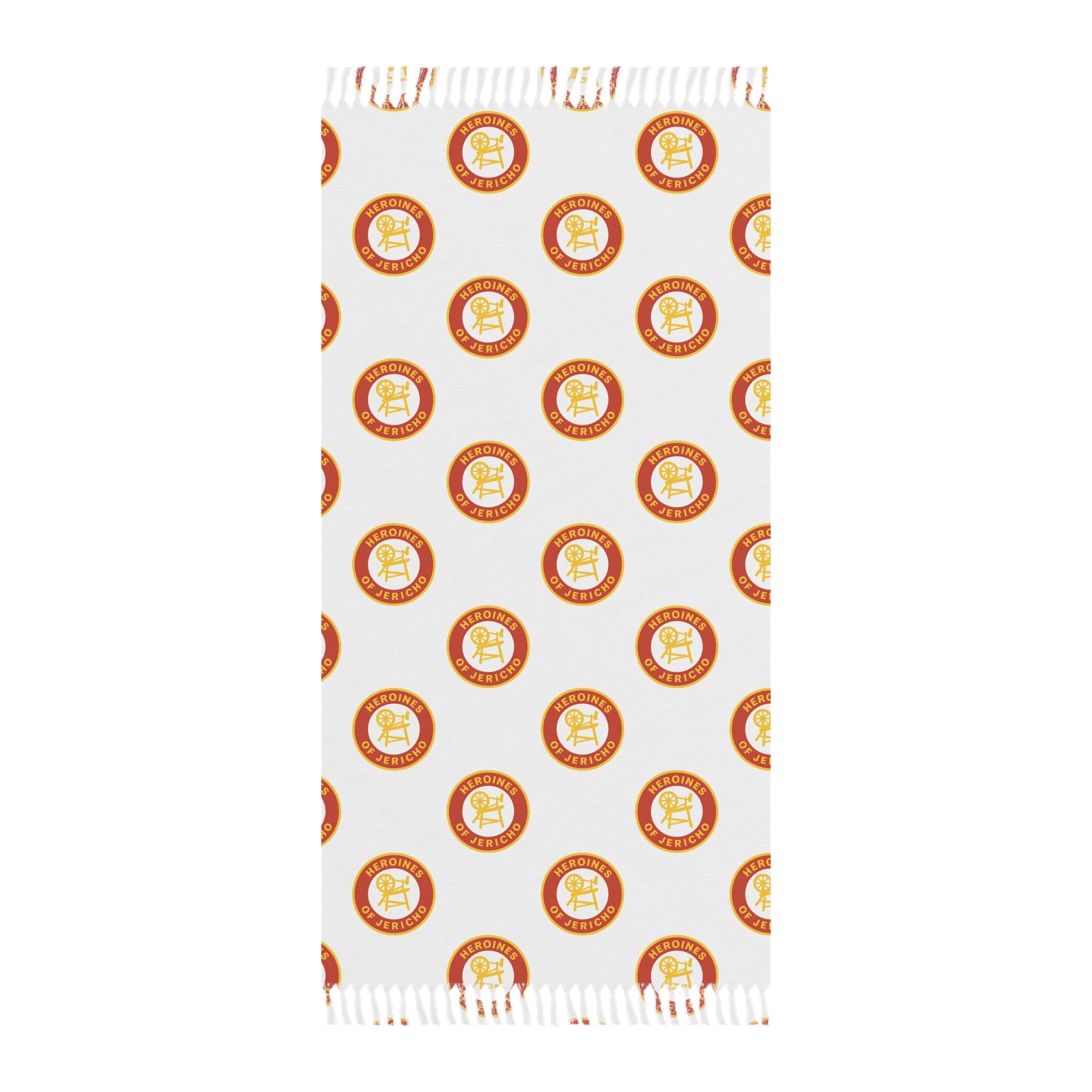 Heroines of Jericho Towel - White Polyester With Knotted Tassels Beach Cloth - Bricks Masons