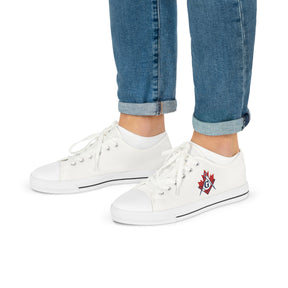 Master Mason Blue Lodge Canada Jurisdiction Sneaker - Low Top Sneaker Black & White S&C Maple Leaf - Bricks Masons