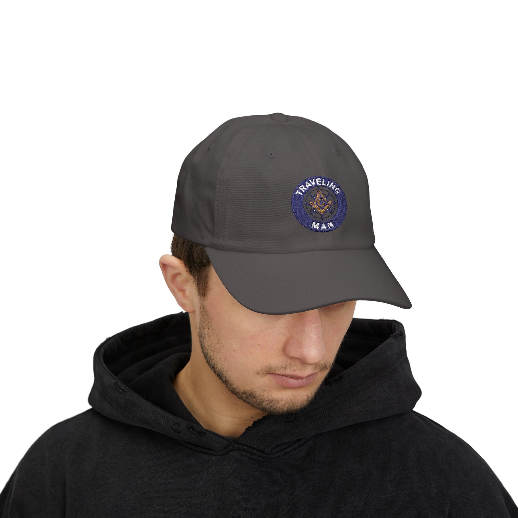 Master Mason Blue Lodge Baseball Cap - Embroidered Traveling Man Dad Cap - Bricks Masons
