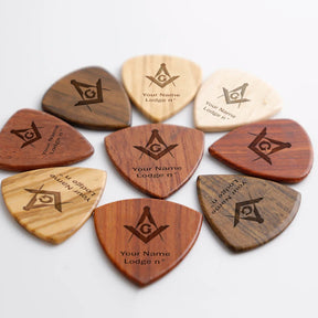 Master Mason Blue Lodge Wood Guitar Pick - Acoustic Electric Bass - Bricks Masons