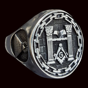 Masonic Ring Columns in Silver Freemasonry Art 73 - Bricks Masons