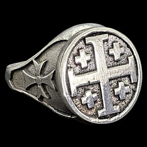 Templar Ring Jerusalem Cross Silver 1.8 Cm 14 Gr Art 771 - Bricks Masons