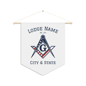 Master Mason Blue Lodge Pennant - Personalized Polyester Twill US Flag - Bricks Masons
