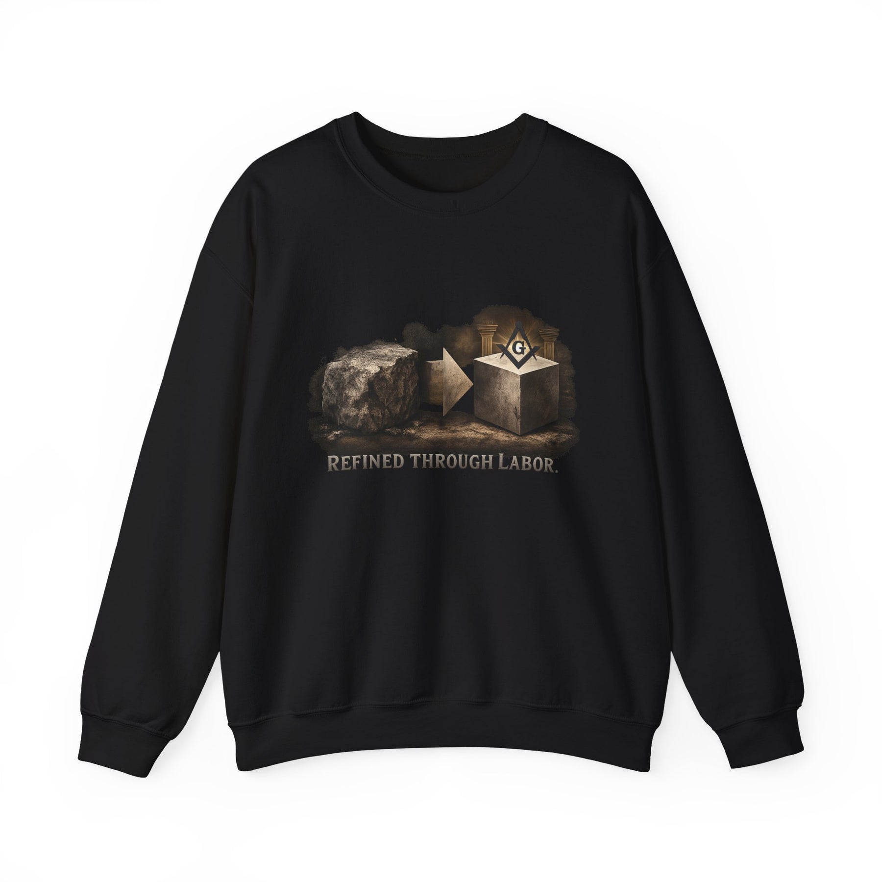 Master Mason Blue Lodge Sweatshirt - Refined Through Labor with Square & Compass G - Bricks Masons