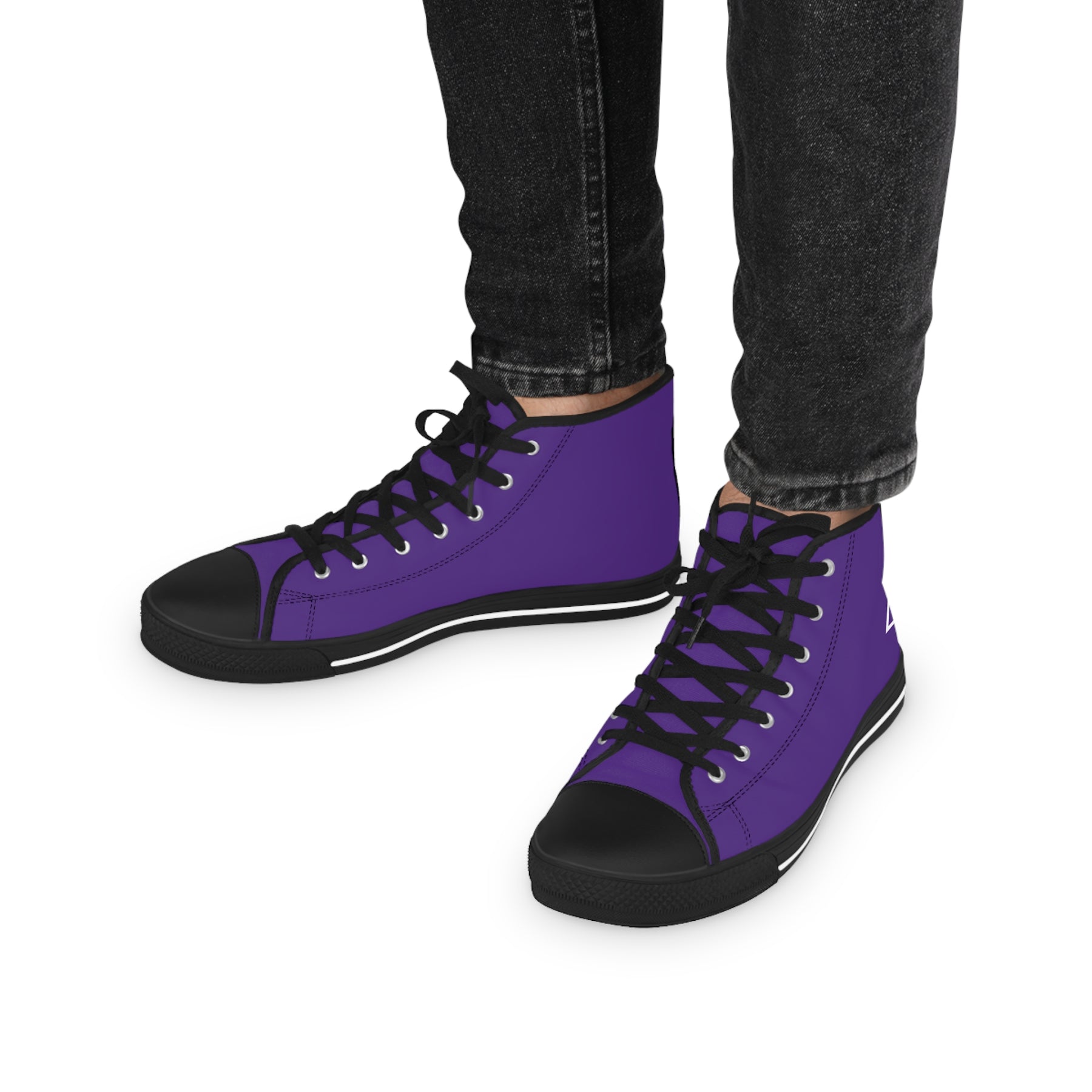 LOCOP Sneaker - High Top Black & White Purple Canvas White Emblem - Bricks Masons