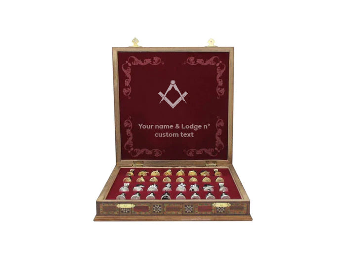 Master Mason Blue Lodge Chess Set - 16.5" (42cm) - Bricks Masons