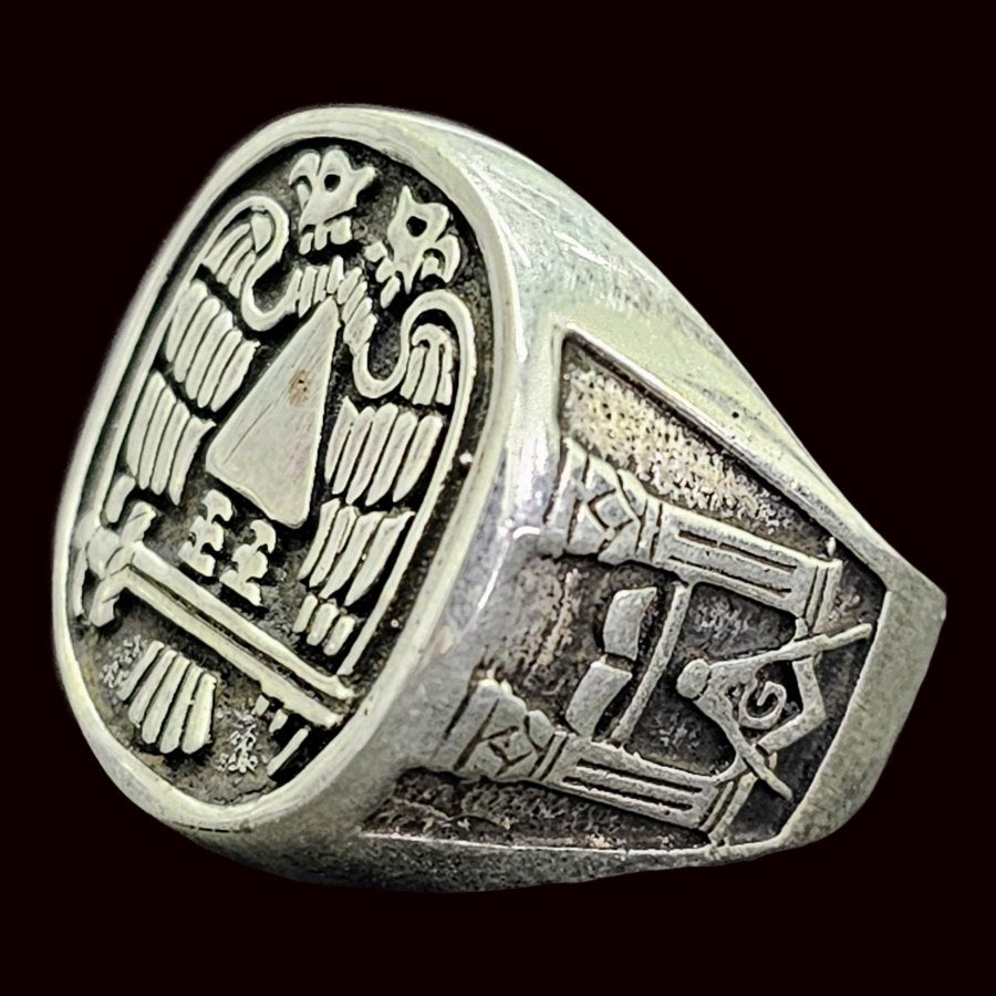 Masonic Ring Double-Headed Eagles Silver 2 cm 19 g Art 891 - Bricks Masons