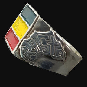 Rastafari Ring African Flag Silver 11 Gr 1.1 Cm Art 898 - Bricks Masons