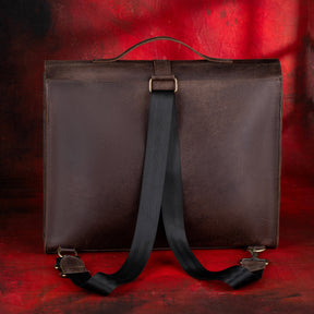 Grand Master Blue Lodge Briefcase - Genuine Cow Leather Convertible Bag - Bricks Masons