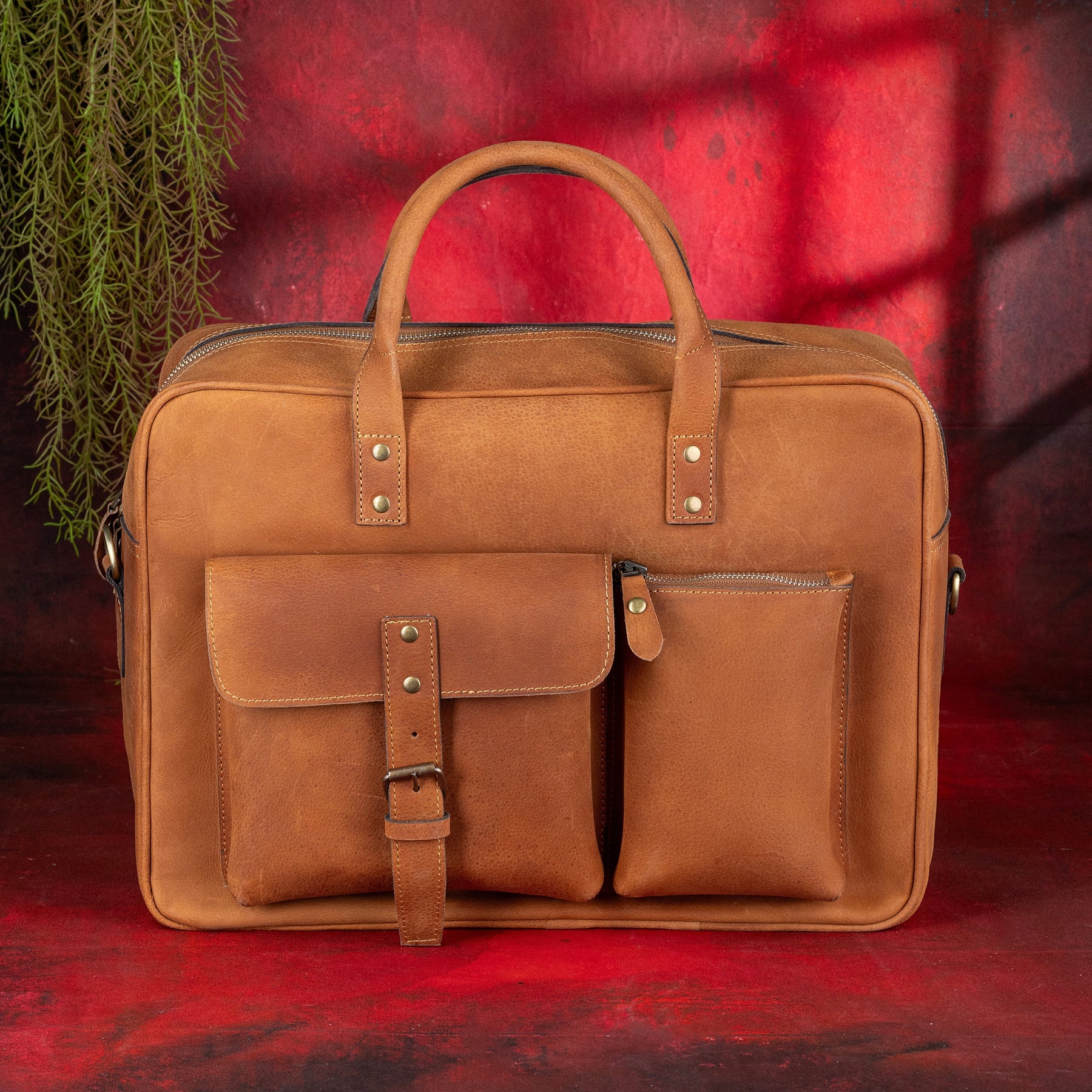 OES Briefcase - Brown Leather - Bricks Masons