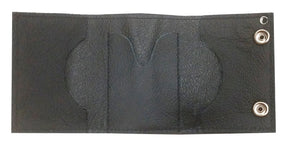 Widows Sons Wallet - Genuine Leather Biker's Black Leather Tri-fold Wallet - Made In USA - Bricks Masons