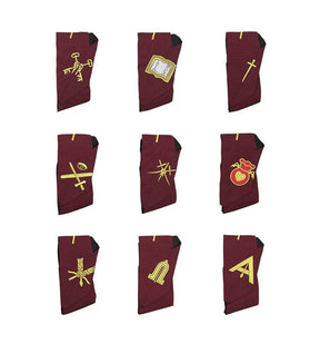 Officers Scottish Rite Officer Apron Set - Leather Made Embroidery - Bricks Masons