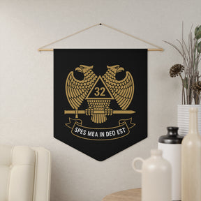 32nd Degree Scottish Rite Pennant - Spes Mea in Deo Est with Double Headed Eagle - Bricks Masons