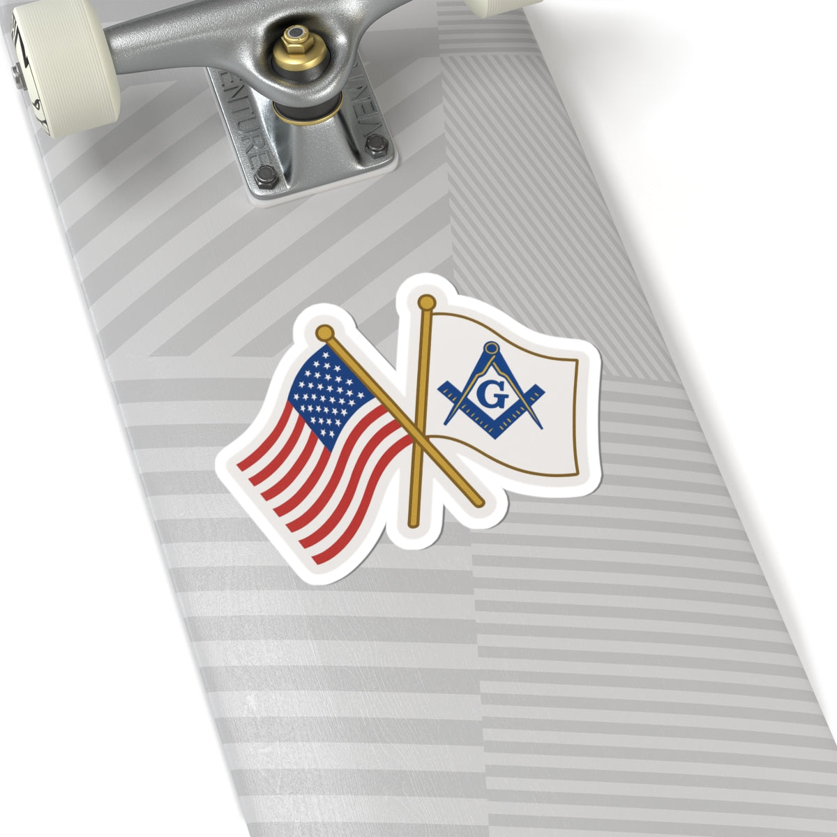 Master Mason Blue Lodge Sticker Decal - Kiss-Cut USA Crossed Flags - Bricks Masons