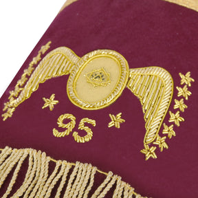95th Degree Memphis Misraim Cuff - Burgundy Velvet Golden Braid Hand Embroidered - Bricks Masons
