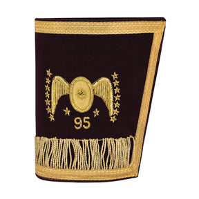 95th Degree Memphis Misraim Cuff - Maroon Velvet Golden Braid Hand Embroidered - Bricks Masons
