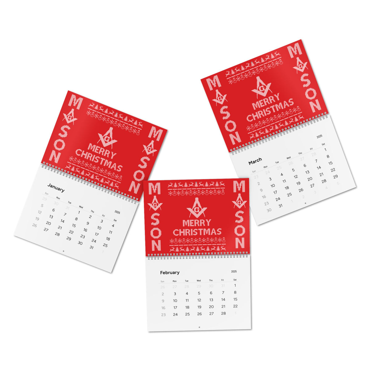 Master Mason Blue Lodge Calendar -  Ugly Merry Christmas Square and Compass G 2025 - Bricks Masons