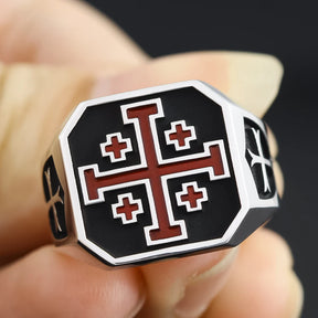 Knights Templar Ring - Maltese Cross Sterling Silver Ring - Bricks Masons