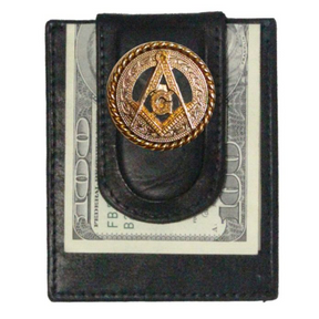 Master Mason Blue Lodge Wallet - Square and Compass Money Clip Black