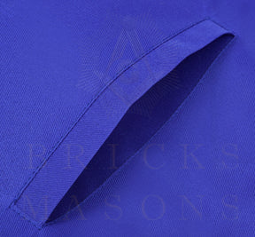 Past Master Blue Lodge Apron - Navy Velvet & Silver Bullion Hand Embroidery With Pillars - Bricks Masons