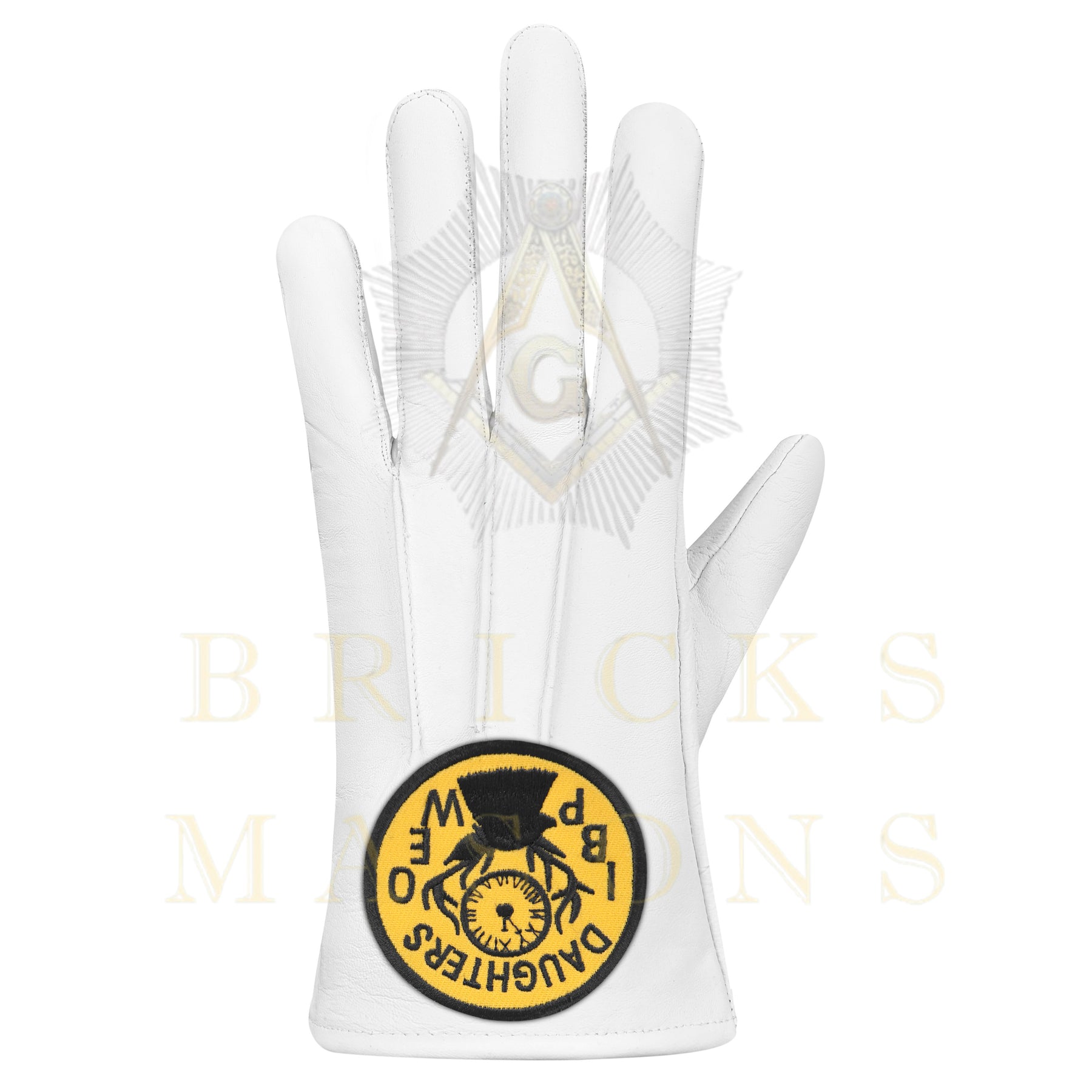 Elks of the World Gloves - White Leather Daughters of IBPOEW - Bricks Masons