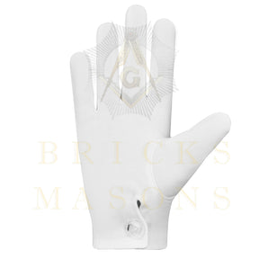 DOI Gloves - White Cotton With Round Patch - Bricks Masons